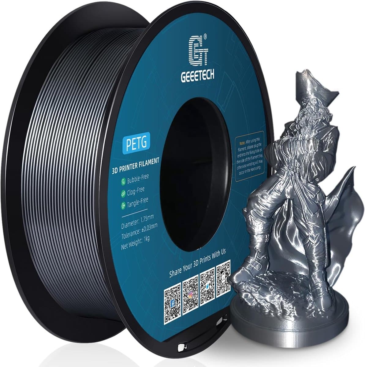 Geeetech PETG Filament 1,75 mm Zilver / Silver