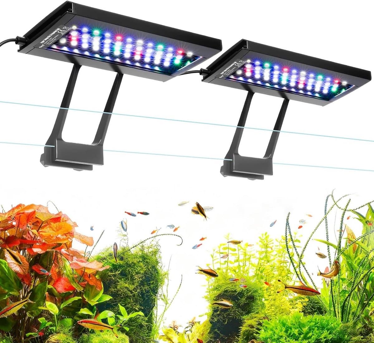 Aquarium Verlichting - Vistank Lamp - Planten Groei - Tweekanaals Controller - 24 Watt - Zwart