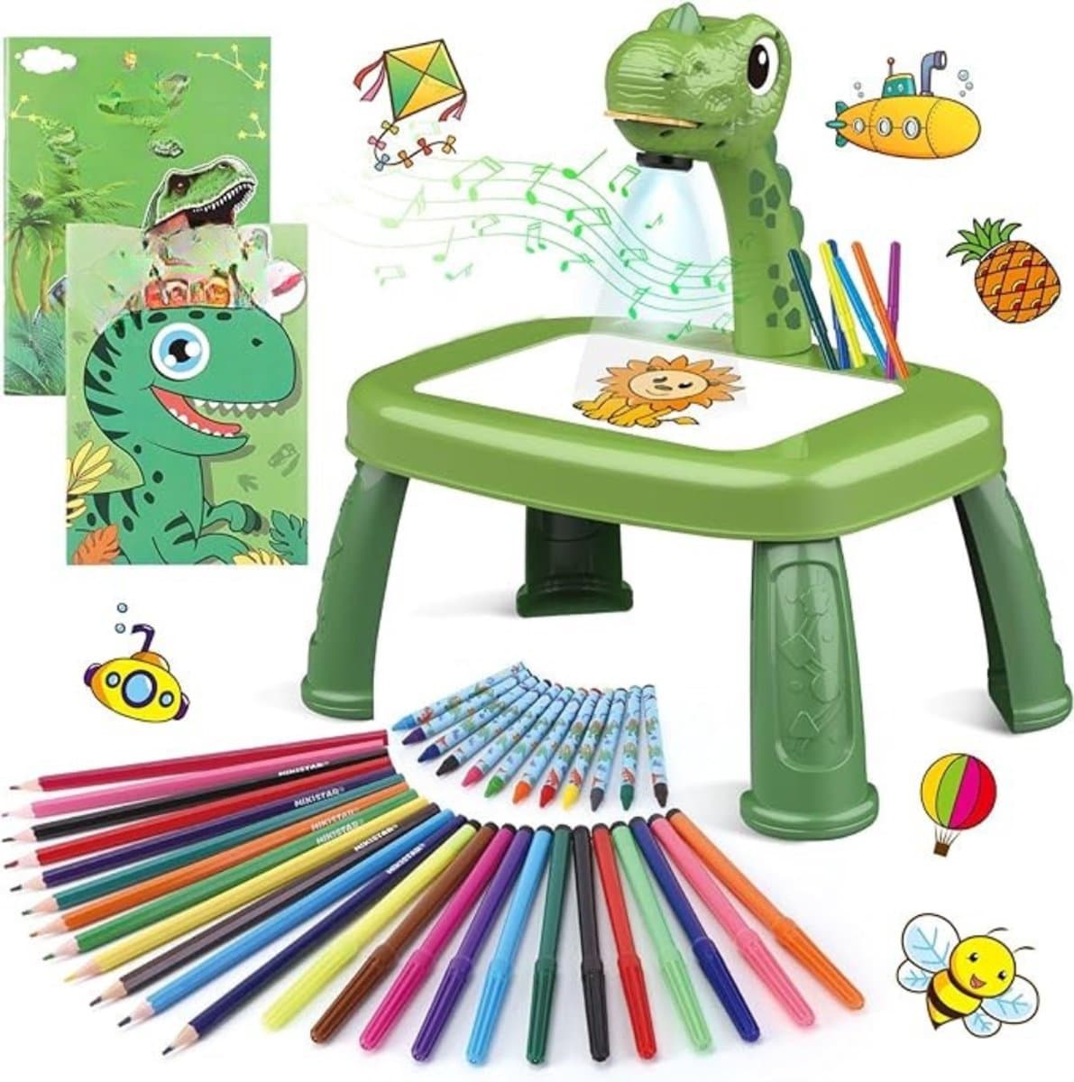 TIM® Tekenprojector Kinderen - Tekenprojector - Kinder Tekenprojector - met Tafeletje - Groen- 32cm x 32cm x 37cm