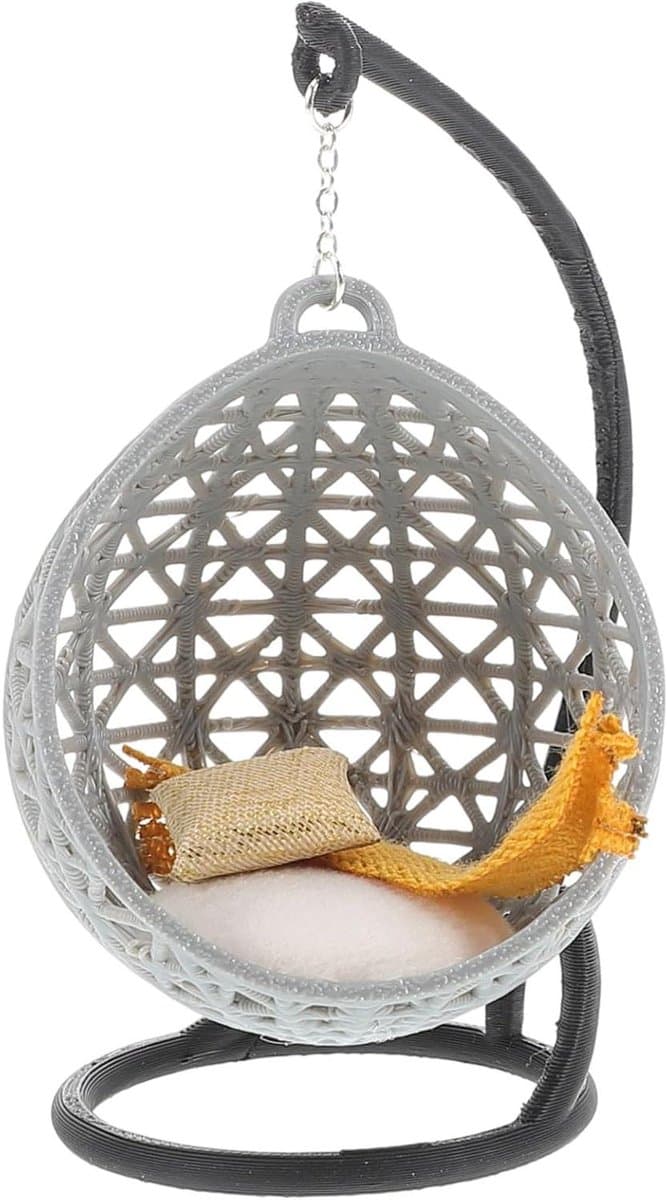 Miniatuur Hangstoel - Poppenhuis Meubel - Huisdecoratie - Bewegende Schommel - 9 x 6.5 x 4 cm - Diverse kleuren