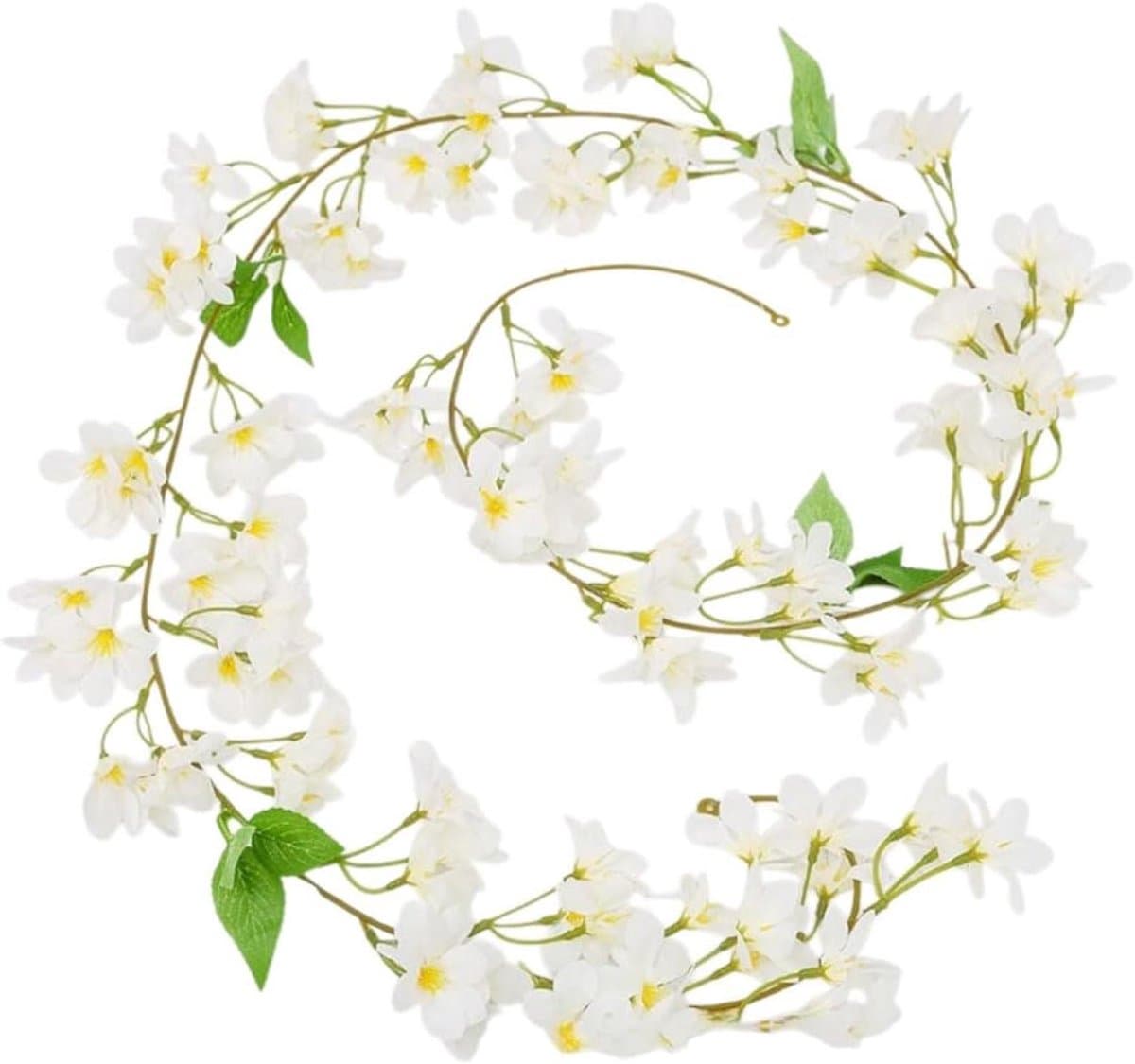 Kunstbloemenkrans - Slinger Bloemenketting - Decoratieve Lichtslinger - Realistische Zijden Bloemen - 2x 2.3 Meter - Wit