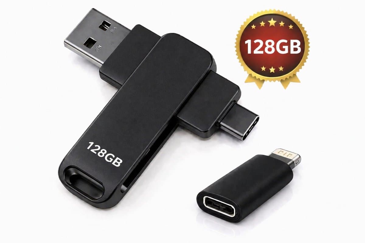 Zwart 3 in 1 usb 128gb stick, flashdrive plug & play - multifunctionele usb.USB-C & USB-A & Lightning USB - USB 3.0 - Flash Drive - Universeel - voor Smartphones, Tablets, Laptops etc.voor Iphone 8,10,11,12,13,14,15,16, 17.ios,Android opslag