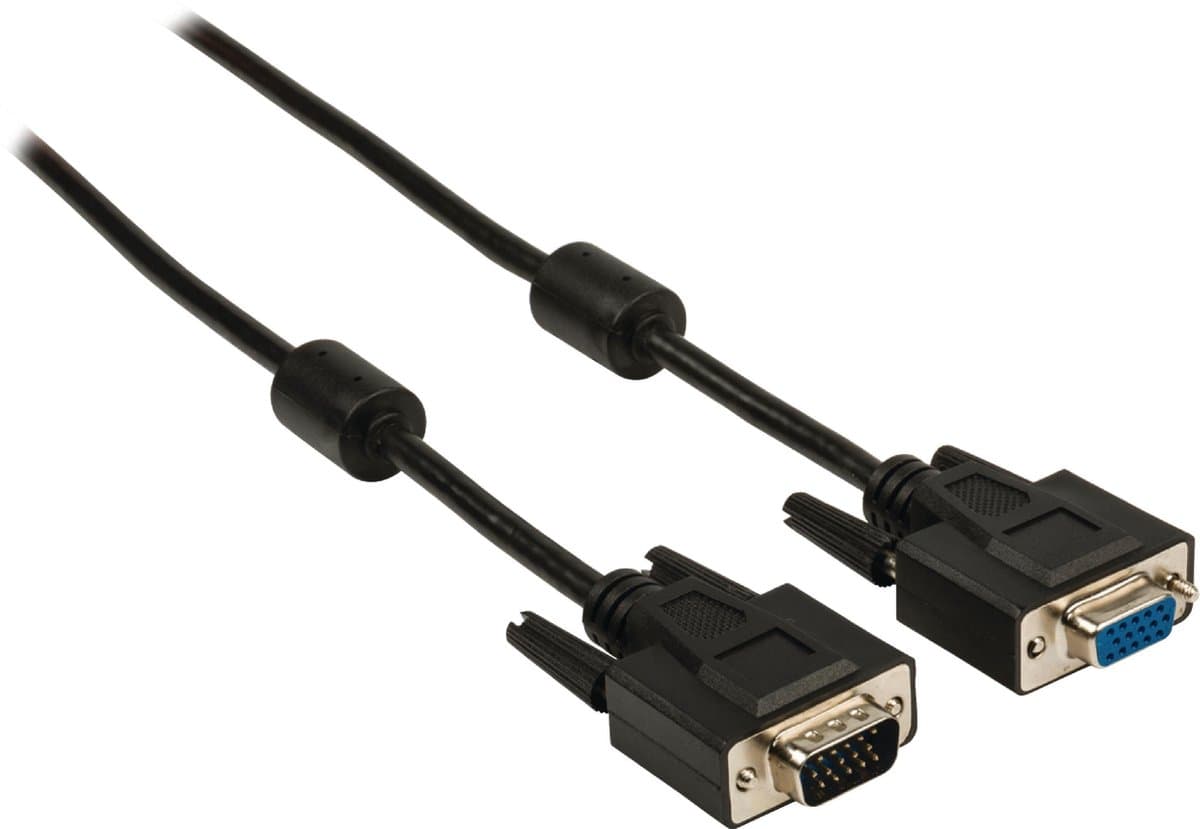 Premium VGA monitor verlengkabel met ferriet kernen - CCS aders / zwart - 1,8 meter