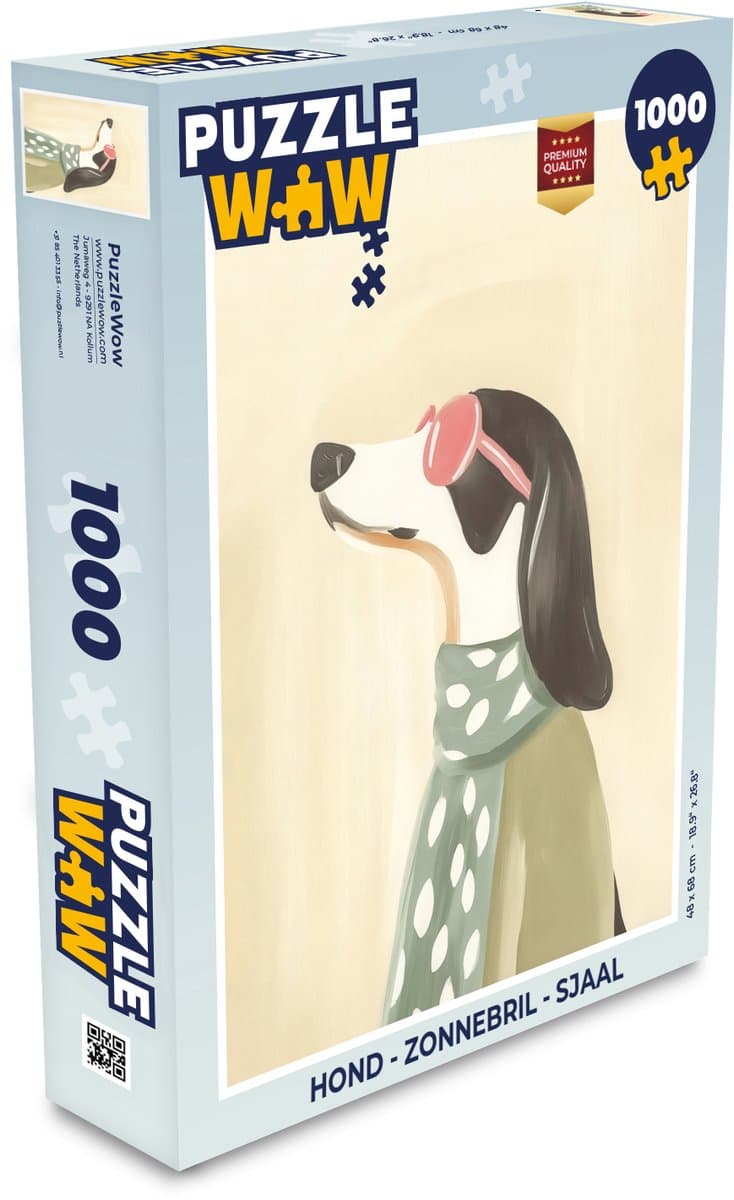 Puzzel Hond - Zonnebril - Sjaal - Legpuzzel - Puzzel 1000 stukjes volwassenen