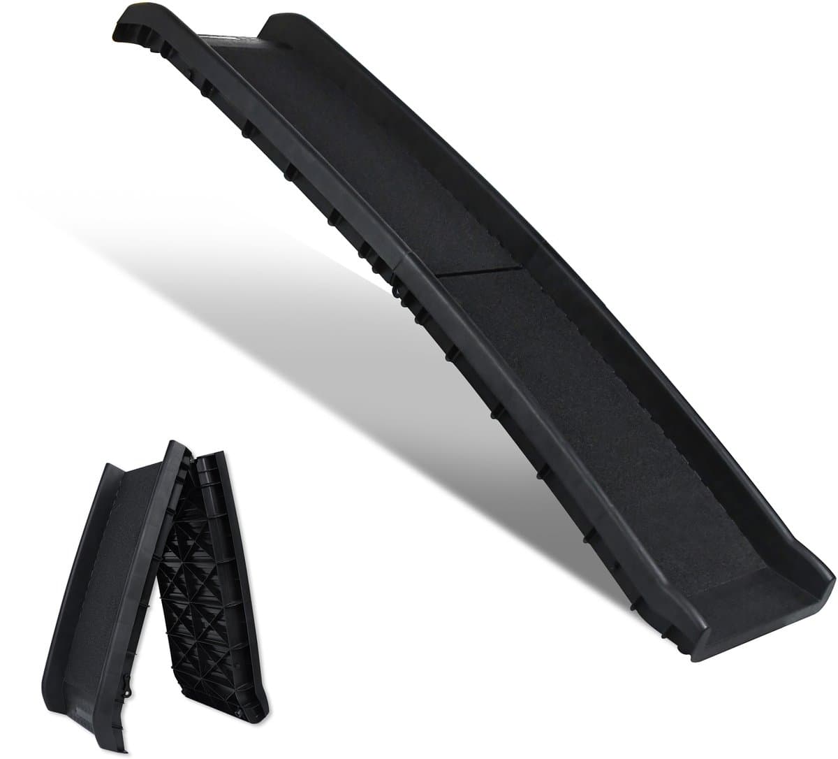 Aufun Hondenhelling - opvouwbaar van plastic - auto- en boothelling voor huisdieren - instaphulp - met antislip - rubberen stootrand - draagvermogen 90 kg - 156 x 40 cm - zwart