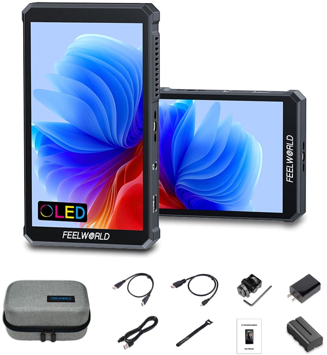 Camera Monitor 5,5 Inch OLED - 1920x1080 Resolutie - 0,63 ms Respons - HDMI 4K In/Uit - Draagbaar - Veldmonitor