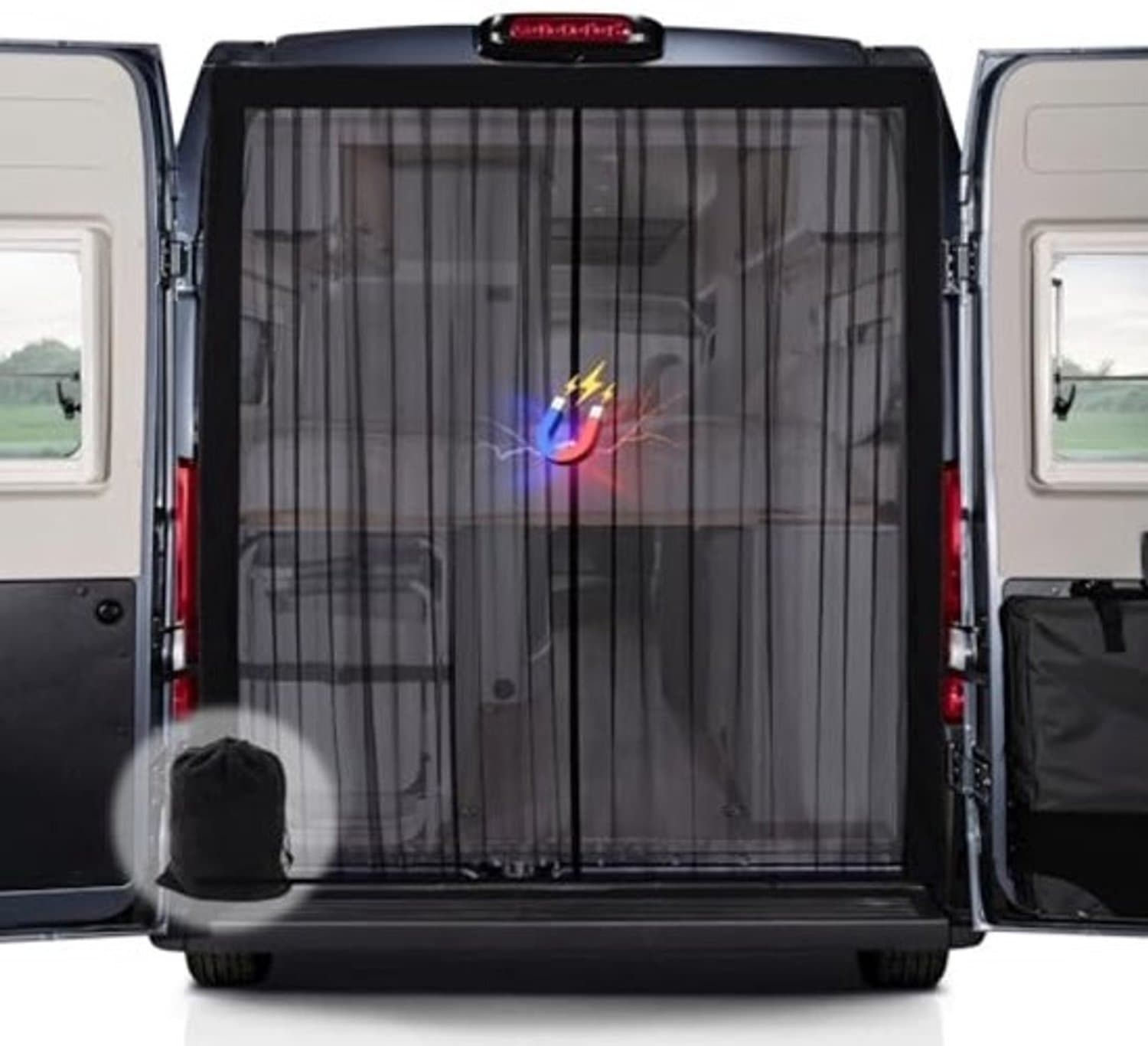 PromoHome magnetisch vliegengaas voor camperbus - 165x165 cm - Insectenhor voor Mercedes Sprinter & VW Crafter - Schuifdeurklamboe