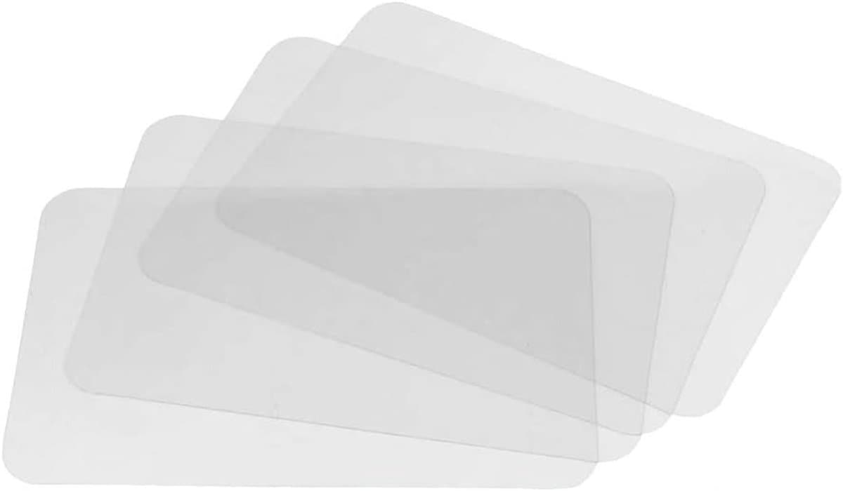Transparante placemat, 4 stuks transparante plastic tafelmatten, wasbare onderzetters voor keuken, eettafel en koelkastvoeringen (43 x 28 cm)