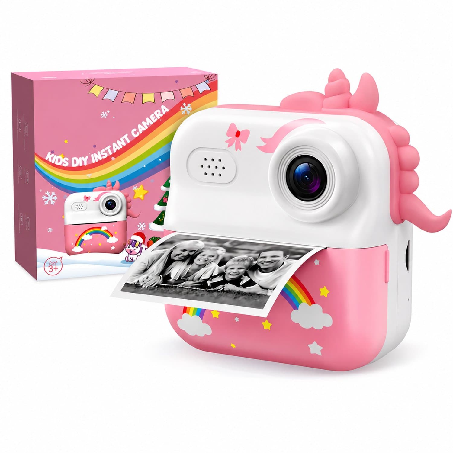 Kindercamera 1080P HD, Direct Print Camera met Dubbele Camera, 32GB Kaart, Fotopapier en Hoge Capaciteit Batterij