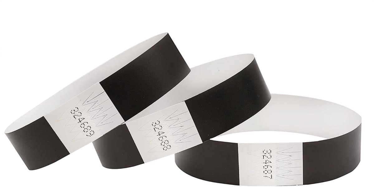 100 tyvek ingangsarmbanden, identificatiearmbanden, festivalarmbanden, neonarmbanden, voor evenementen, veiligheid, feesten, scheurvast, 16 kleuren (zwart)