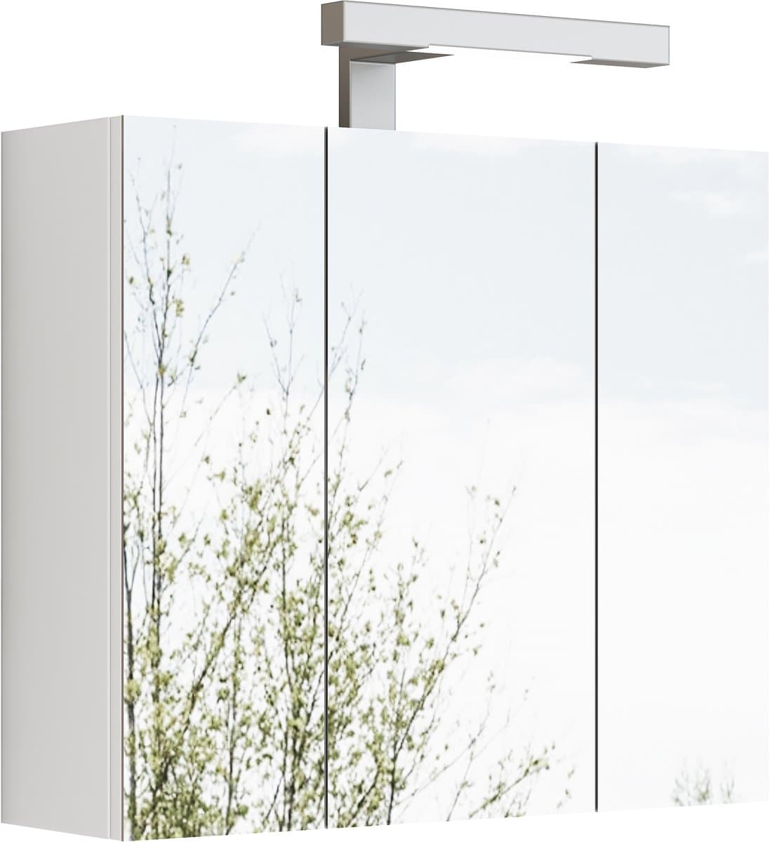 Spiegelkast met led verlichting en stopcontact - Spiegelkast 60 cm wit - 3 deuren - Voorgemonteerd - Wandmontage - Badkamer - 60x16x70 cm - Wit