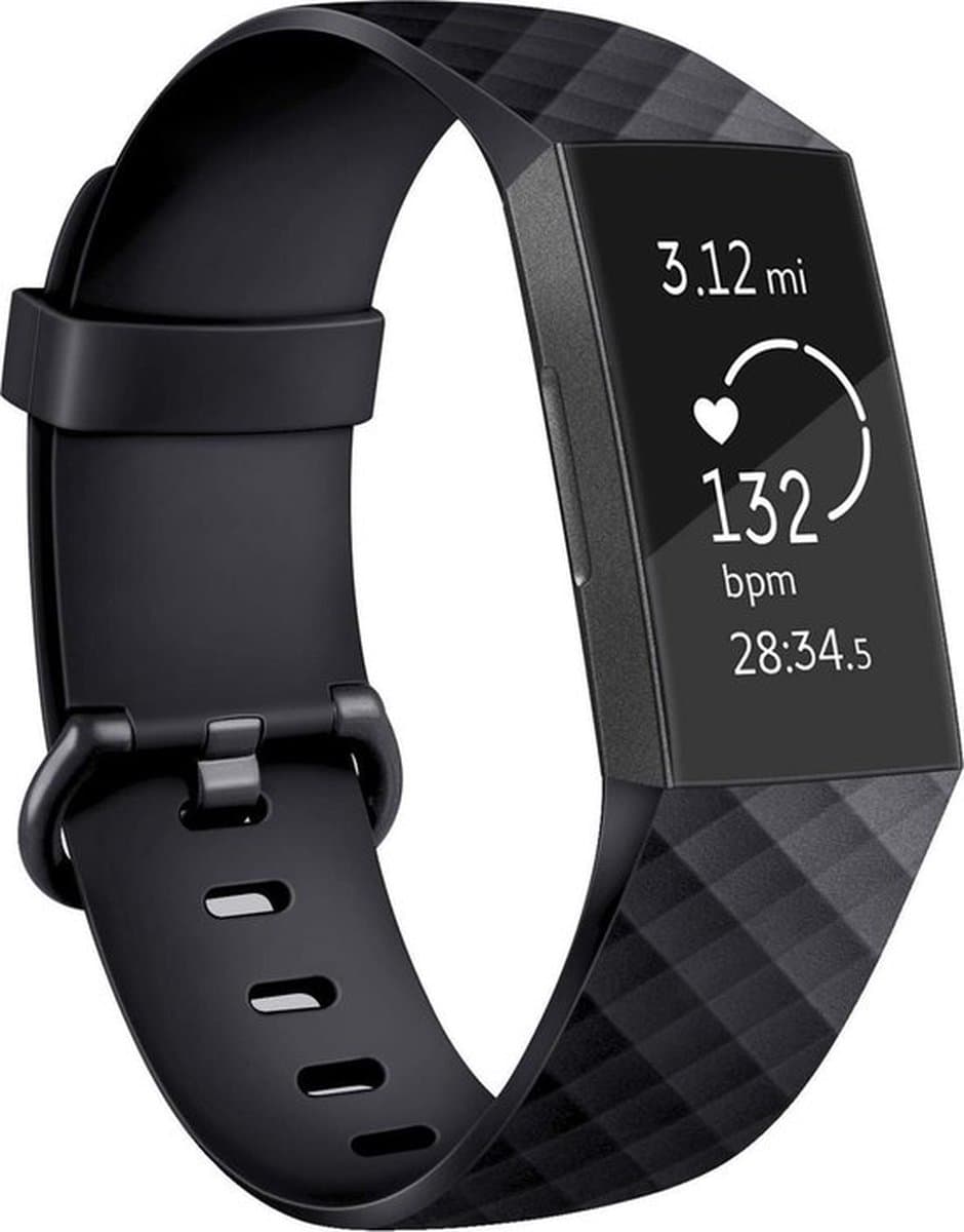 Jumada’s horlogeband - Fitbit Charge 3 - Gespsluiting - Zwart - Siliconen