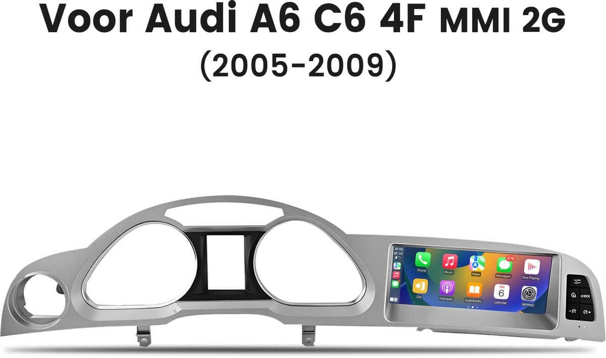 JUNSUN Autoradio 6+128G 8.8" Android 15 CarPlay Geschikt voor AUDI A6 C6 MMI 2G 2005-2009 AUX AMI GPS Navi WIFI 4G BT 8-Kern