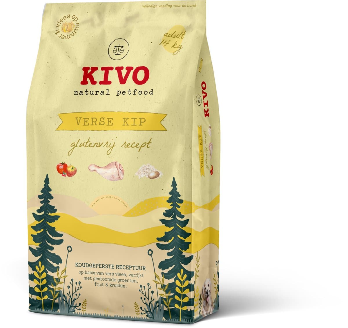 Kivo Petfood Hondenbrokken Verse Kip - 14 kg - Koudgeperst - Glutenvrij