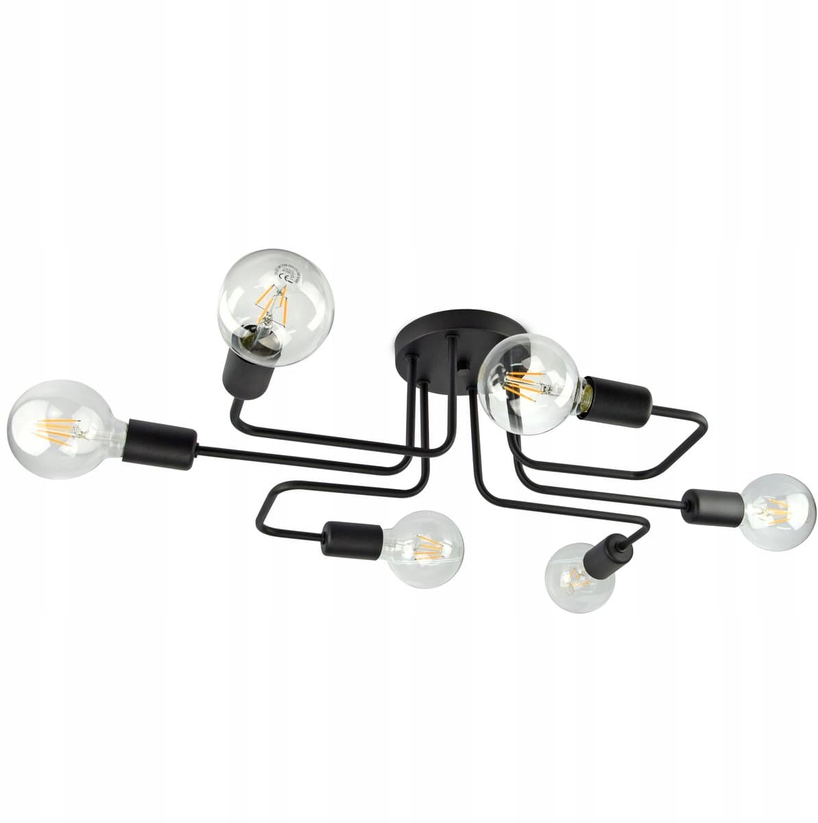 Grote Loft Plafondlamp Labirint Zwart Mat E27 6x60W