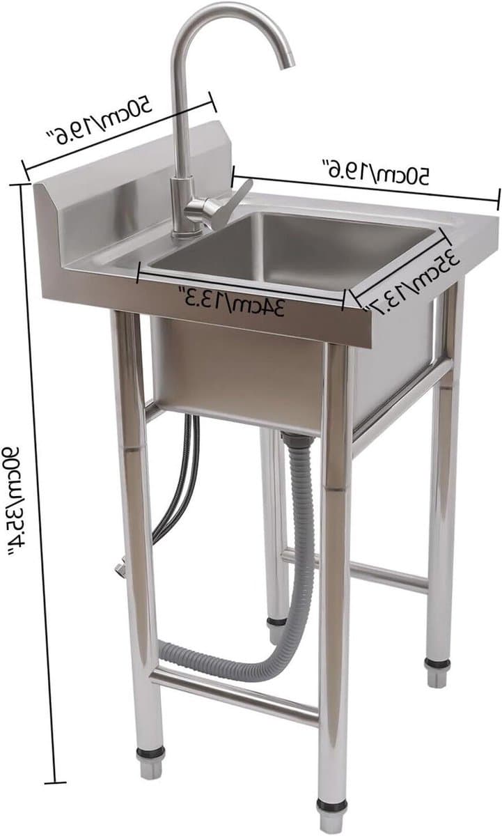 Spoelbak met Kraan - Gootsteen Wastafel - Keukenwerk Efficiëntie - Roestvrij Staal - 50 x 50 x 90 cm - Zilver