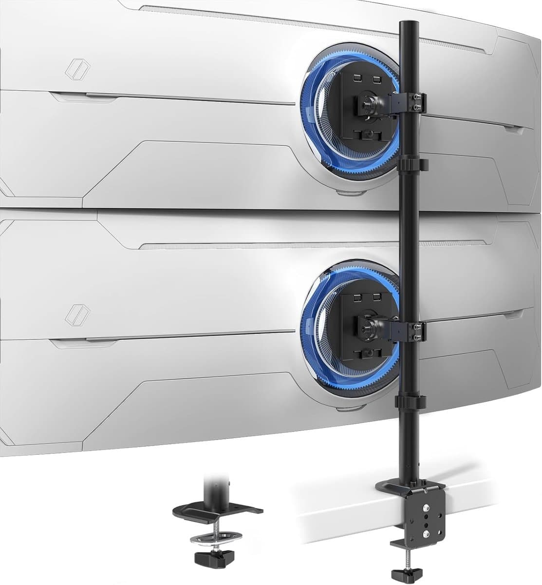 Monitor Arm - Dubbele Monitor - Ergonomisch Werken - Verticaal Gestapeld - 17-49 Inch - Zwart