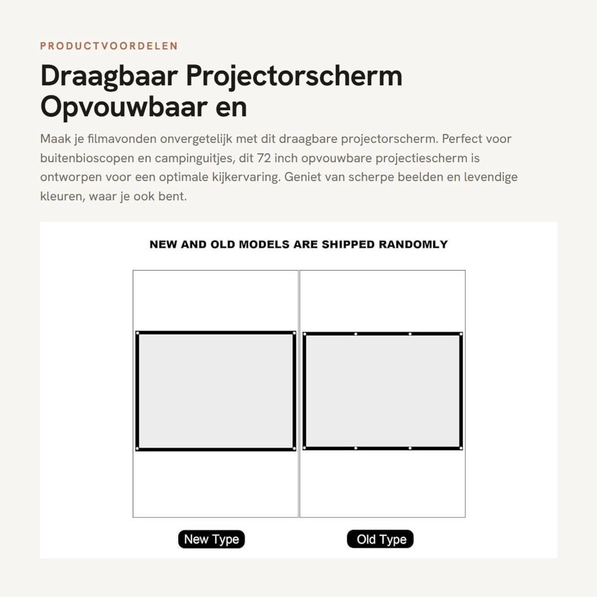Dailygoods - Draagbaar Projectorscherm - Opvouwbaar en Kreukloos - 72 Inch - Buitenbioscoop - Voor Outdoor Films - Ideaal voor Camping