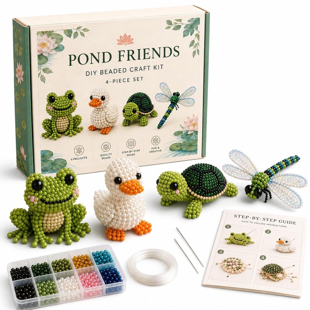 Kraftverdia 3D Beaded DIY Kit Animals - 3D Animals Themed - Beadwork Animal Embroidery Kit For Adults Beginners Enthusiasts Friends