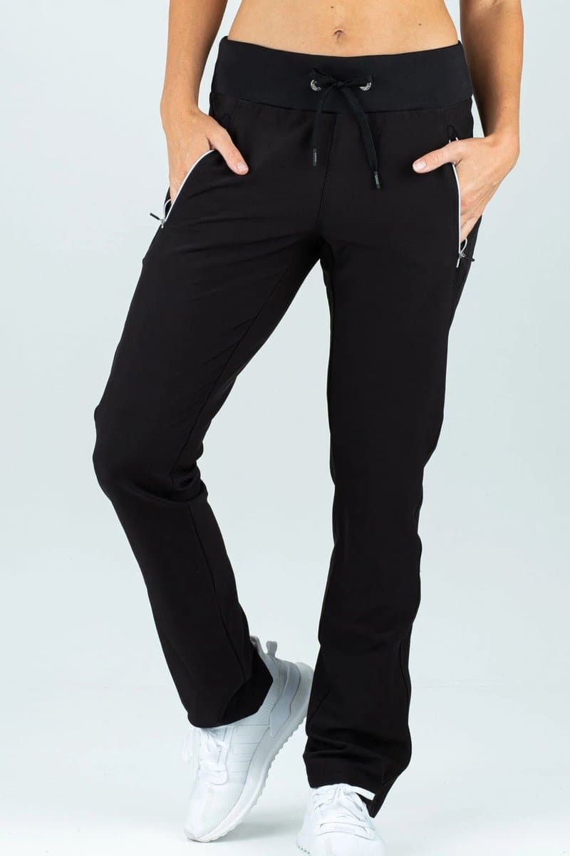 Sjeng Sports PARIS Dames Trainingsbroek Zwart Stretch Geweven Materiaal met Ritsen en Enkelritsen voor Fitness en Vrije Tijd