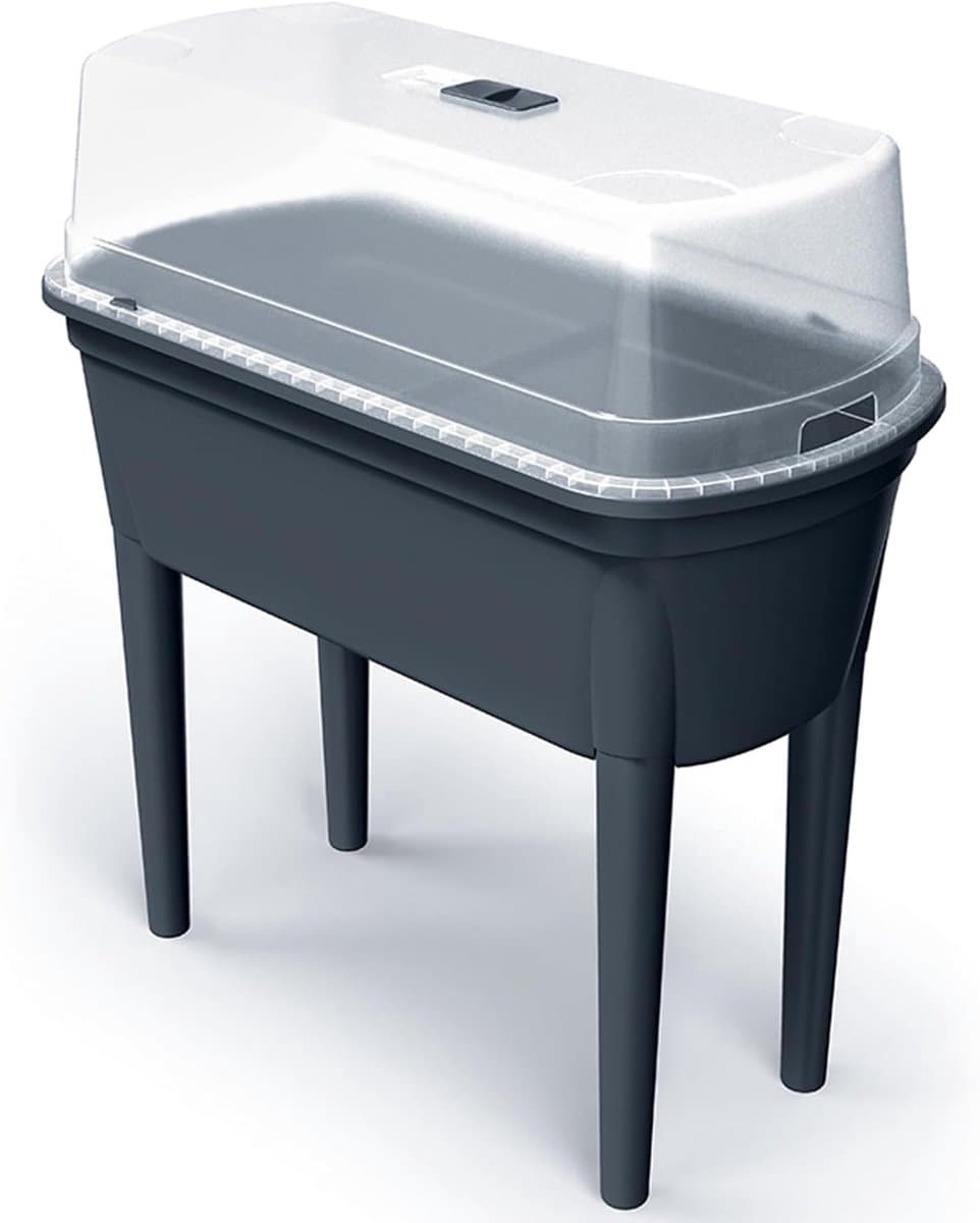 Verhoogd bloembed - Kweekbak plantenbak - Planten kweken - Met deksel poten - 78 x 82 x 37 cm - Antraciet