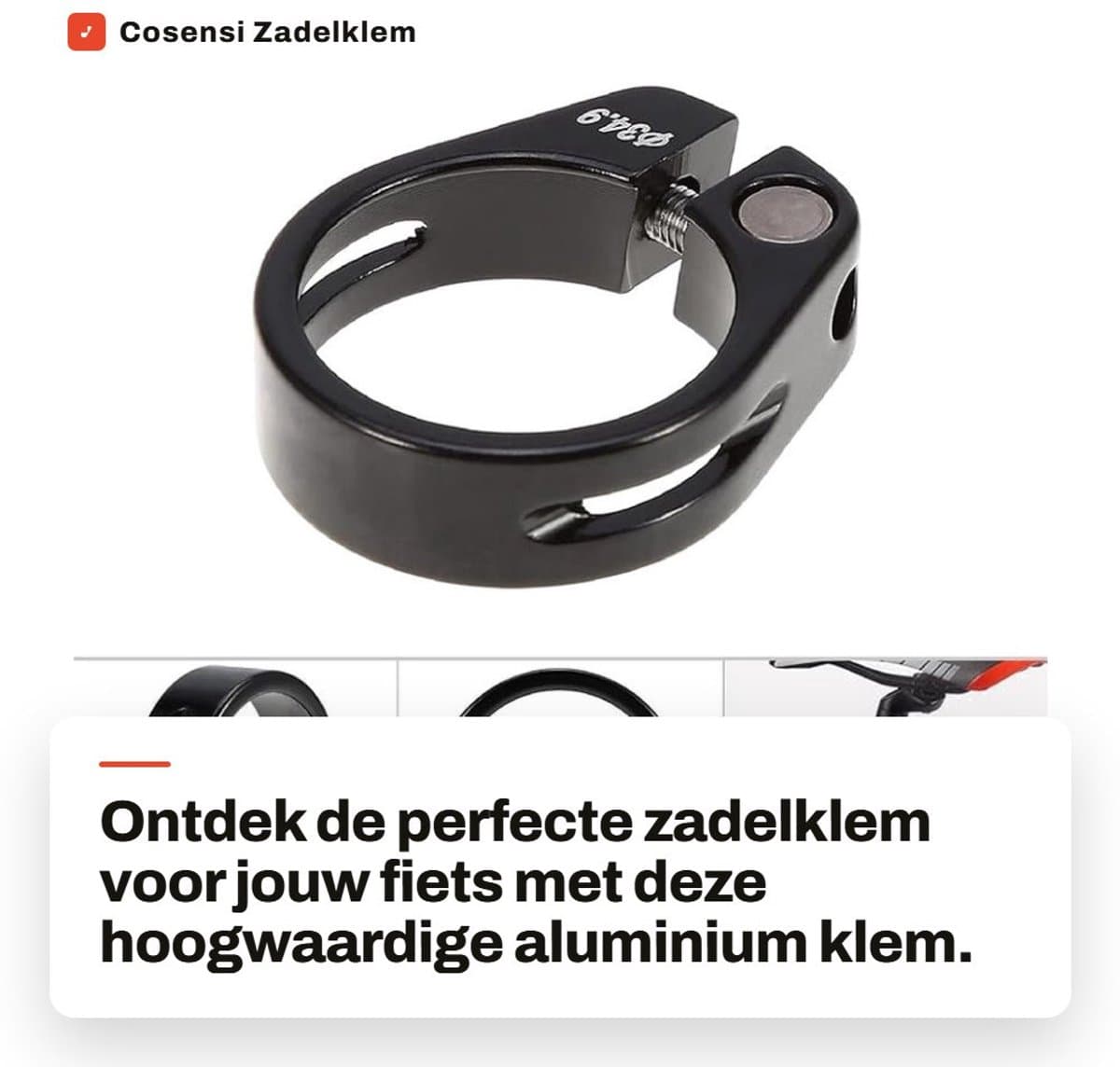 Dailygoods- Zadelklem 34,9 mm - Aluminiumlegering - Fietsaccessoires - Lichtgewicht - Duurzaam - Eenvoudig te installeren - Zadelpenklem