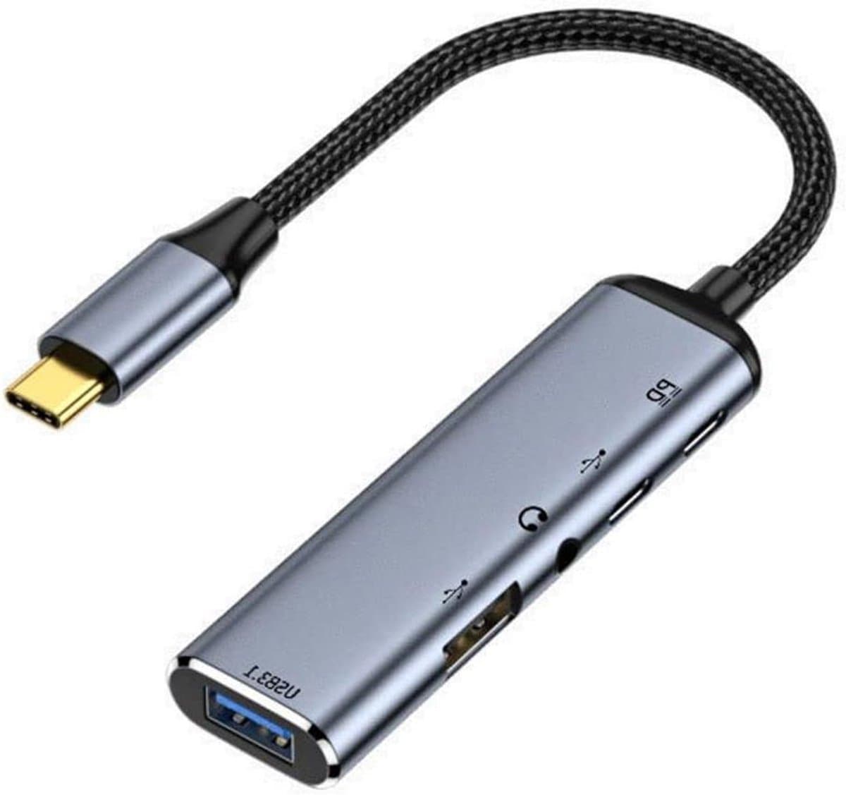 USB C Hub - Type C Adapter - Laptop Uitbreiden - 100W PD Power - 10 cm - Grijs