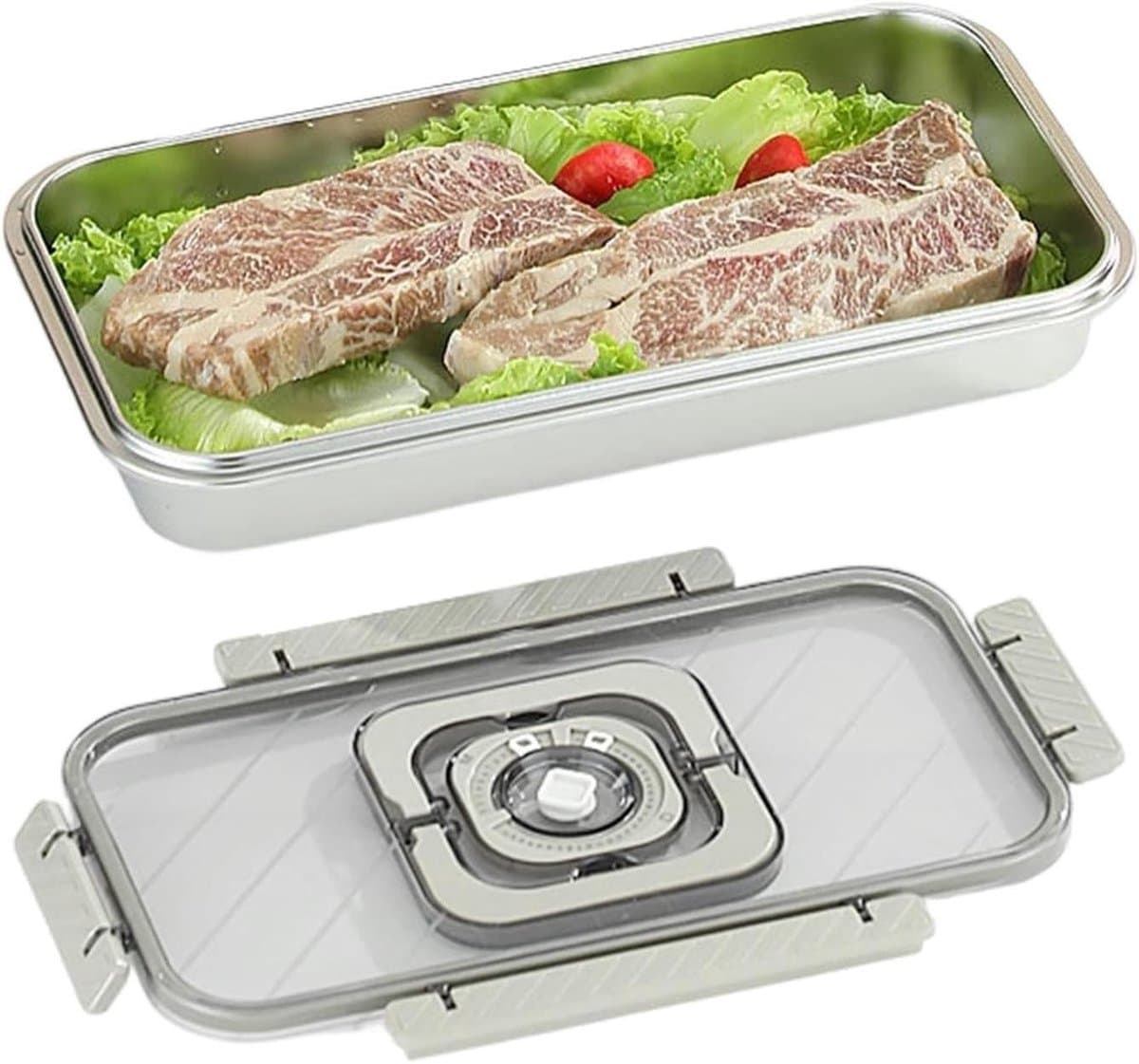 Roestvrijstalen Broodtrommel - Brood Opbergdoos - Brood Bewaren - Luchtdicht Met Datummarkering - 36 x 20.2 x 8.5 cm - Zilver