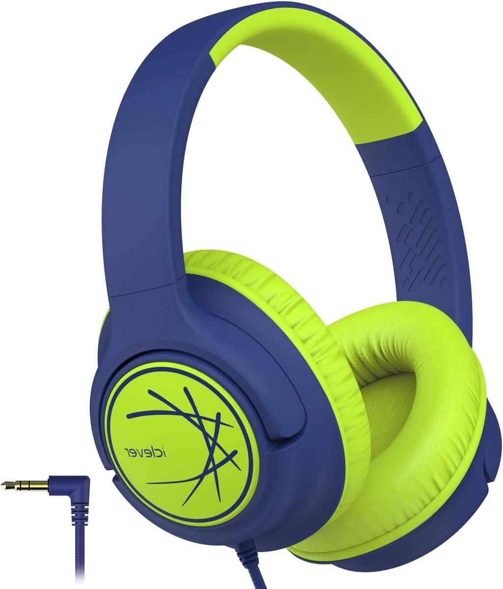 Kinder Koptelefoon - Koptelefoon Kinderen - Veilig Luisteren - Volume Limiet 85 dBA - 40mm Driver - Blauw Groen