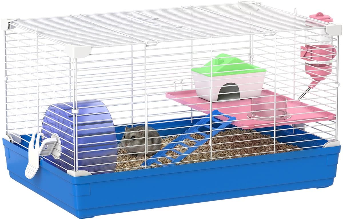 PawHut Hamsterkooi - Metaal - 47x30x27cm - Blauw