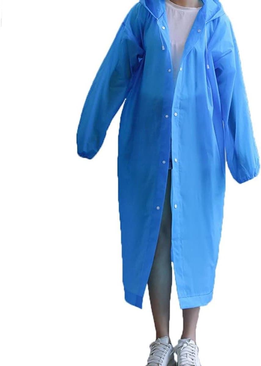 Regenponcho Set - Regenjas Herbruikbaar - Buitenactiviteiten Bescherming - Waterdicht Ademend - 120 cm Lengte - Blauw
