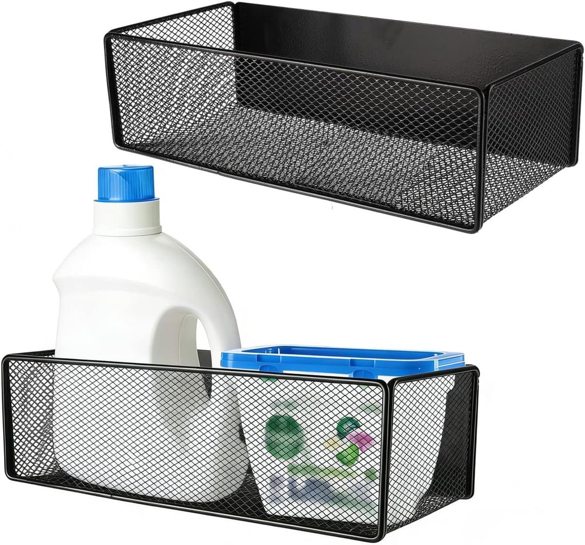 Set van 2 Magnetische Opbergrekken voor Wasmiddel, Vlekkenverwijderaar en Wasverzachter - Ruimtebesparend en Veelzijdig voor Wasruimte, Badkamer en Koelkast