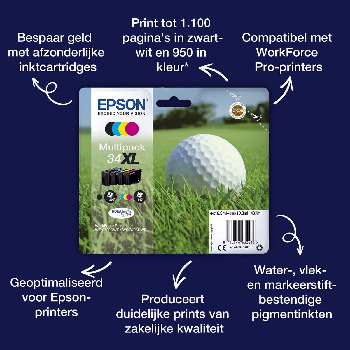 Epson golfbal singlepack magenta 34 DURABrite Ultra inkt