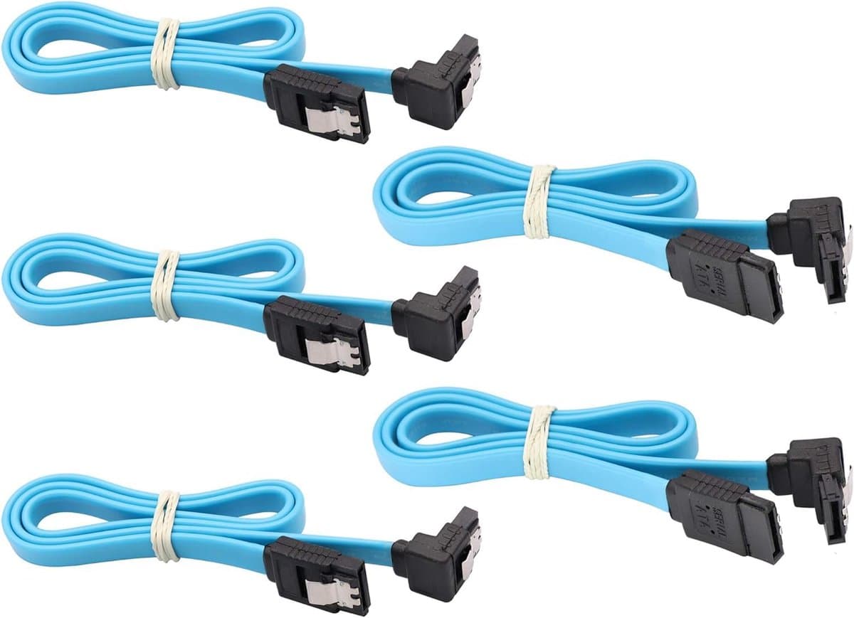 SATA III Cable, 6 Gbps, 90 Degree Rectangular, with Lock, 18 Inch Plug, 90 Degree to 180 Degree for SATA HDD, SSD, CD - ShopVlot