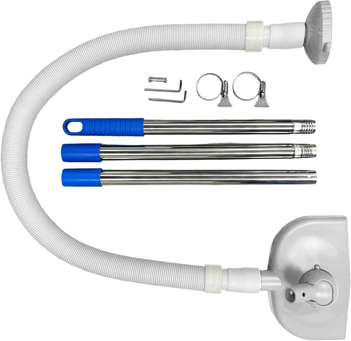 Zwembadstofzuiger - Handmatige reiniger - Zwembad onderhouden - Zonder elektriciteit - 155 cm - Grijs