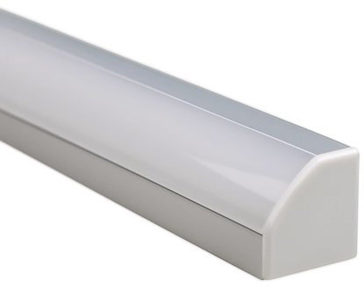 Ledstrip profiel hoek - 3 meter - Compleet inclusief afdekkap - 18 mm - Led strip hoekprofiel - Profiel voor led strips - Wit