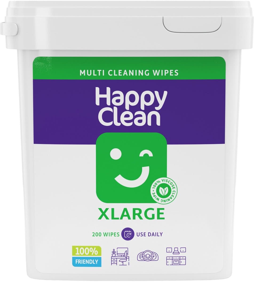 Happy Clean Premium Werkplek Reinigingdoekjes - 200 Stuks - 100% Viscose - Vochtige schoonmaakdoekjes voor Bureau, Kantoor & Pantry