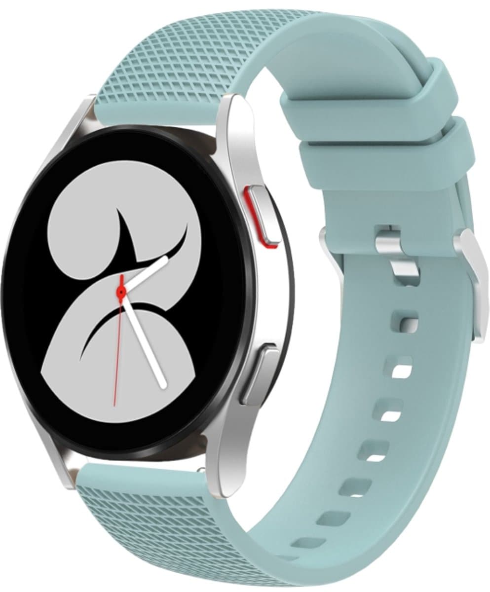 For Samsung Galaxy Watch5 40mm/44mm / Watch5 Pro 20mm Pockmarked Silver Buckle Silicone Watch Band(Sapphire Green)