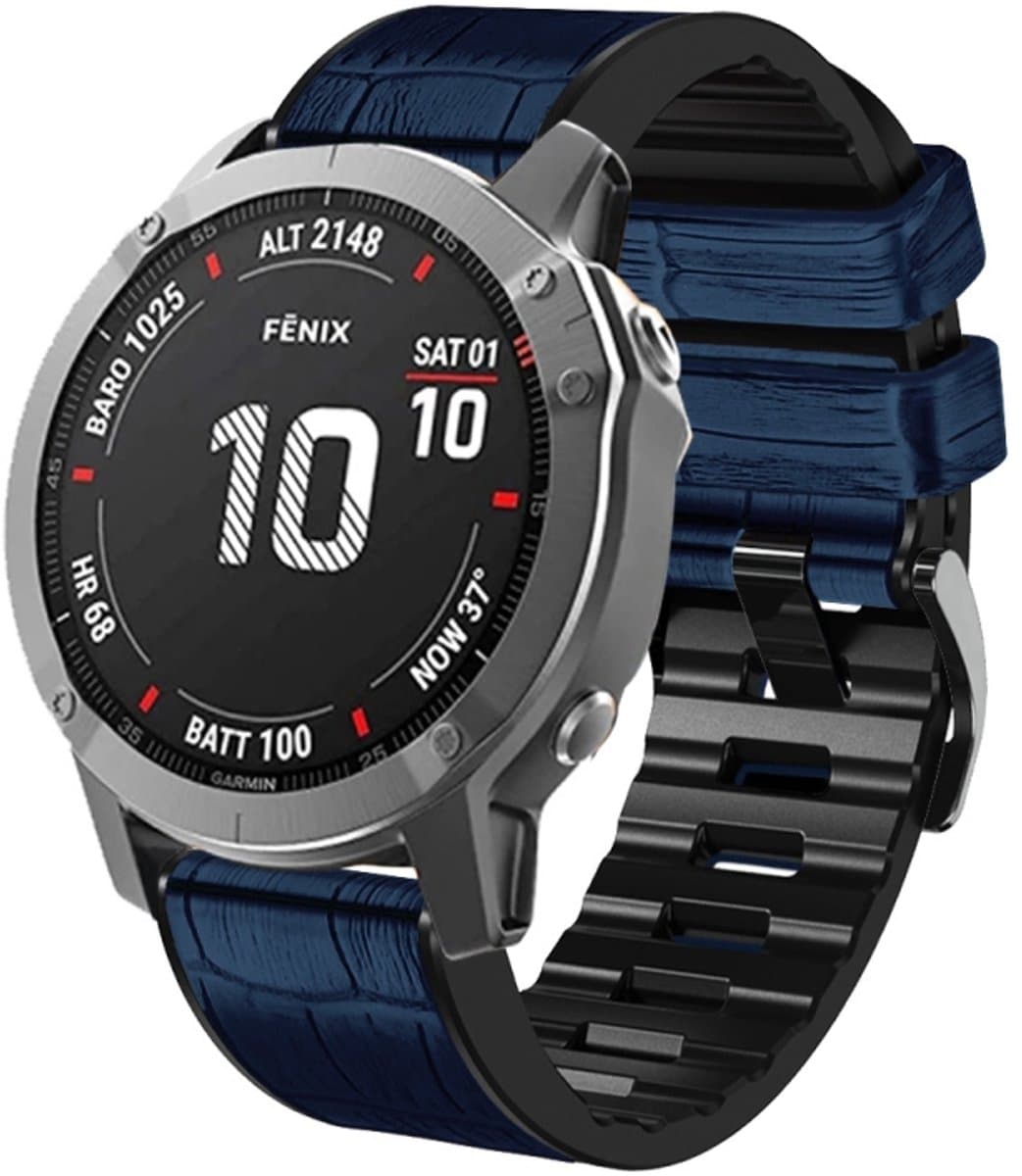 Voor Garmin Fenix 7x/6x Pro/Tactix 7 26mm Crocodile Textuur Siliconen lederen horlogeband (blauw)