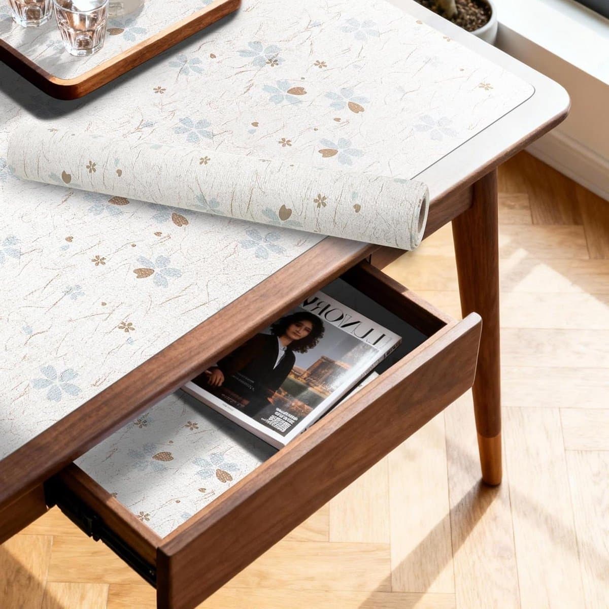 Plank Voering - Lade Bekleding - Kasten Organiseren - Niet-klevend Ontwerp - 5 Rollen - Bloemen