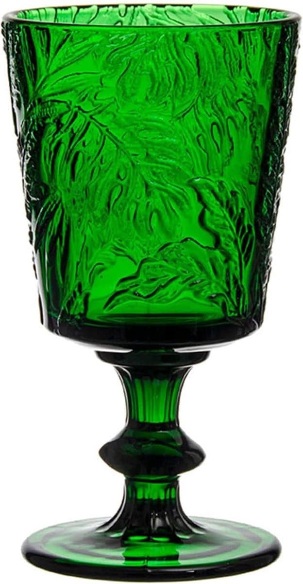 Provento - Groen Vintage Wijnglas Goblet Handgemaakt Reliëf Feest Bruiloft 330ML