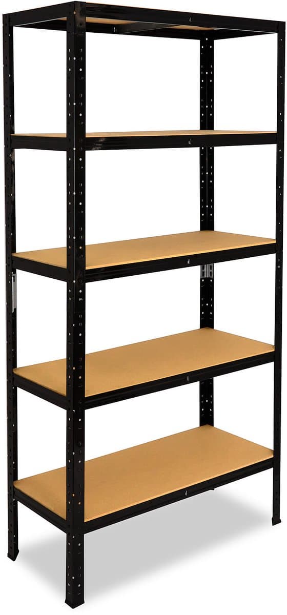 Shelfplaza BLACK metalen stellingkast - 200x75x23 cm - zwart - 5 planken