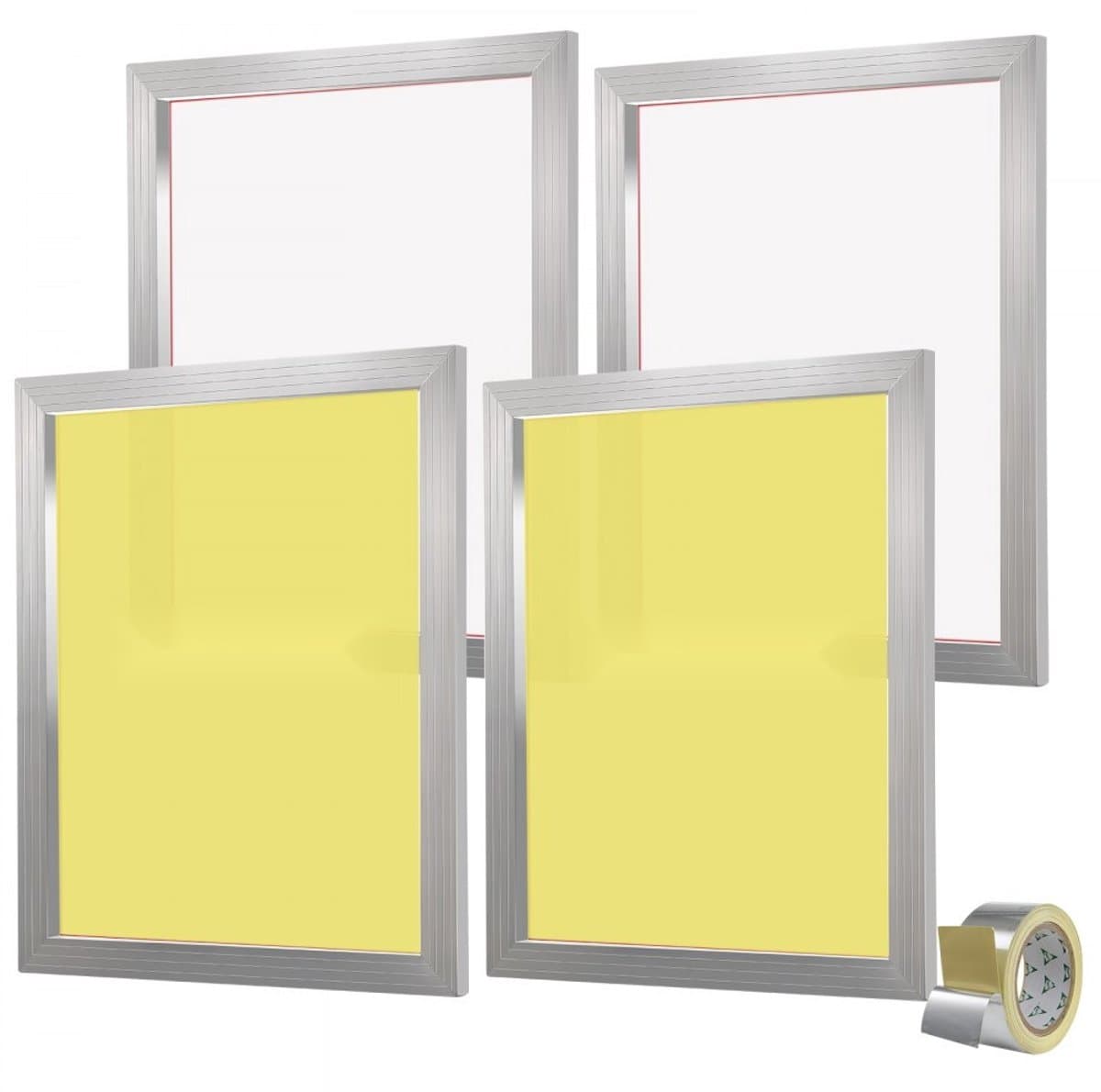 Zeefdrukframes (Zeefdrukramen) - Set van 4 - Aluminiumlegering - Afmeting 50,8 x 60,96 cm - Gaasdichtheid 355 Mesh - Zuurbestendig - Niet-vervormbaar - Voor Textiel en Papier