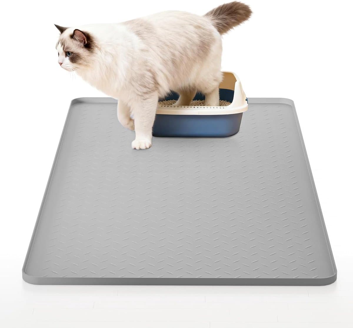 Famanu – Siliconen kattenbakmat XXL 130 × 65 cm - waterdicht en antislip - strooicontrole mat voor kattenbak - eenvoudig te reinigen