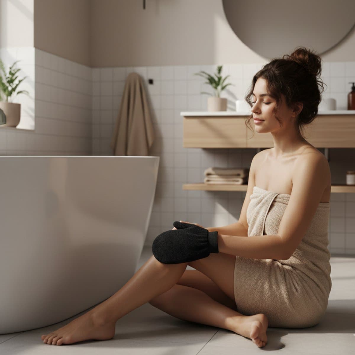 YOSMO - Scrub handschoen - Hammam - Douchehandschoen - Exfoliating Glove - Washandje - Verwijder Fake Tan - Huidverzorging voor Huid - Verwijder dode huidcellen