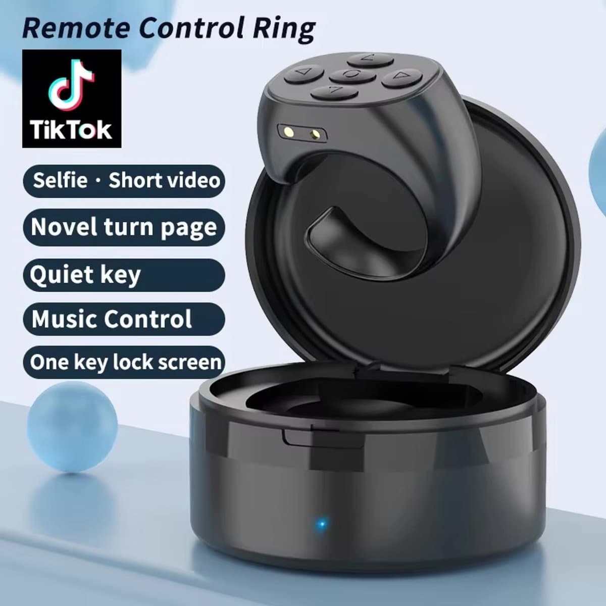 TikTok Smart Ring - Bediening met één tik - Bluetooth Controller voor iOS - Android - Zwart
