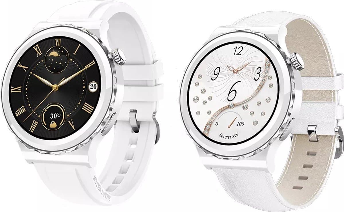 Darenci Smartwatch Snow Fit - Smartwatch heren -Activity Tracker- fit -Touchscreen -Bluetooth bellen -Bluetooth muziek - Met extra bandje - Horloge -Stappenteller -Bloeddrukmeter -Verbrande calorieën -Zuurstofmeter -Spatwaterdicht -Wit/Zilver