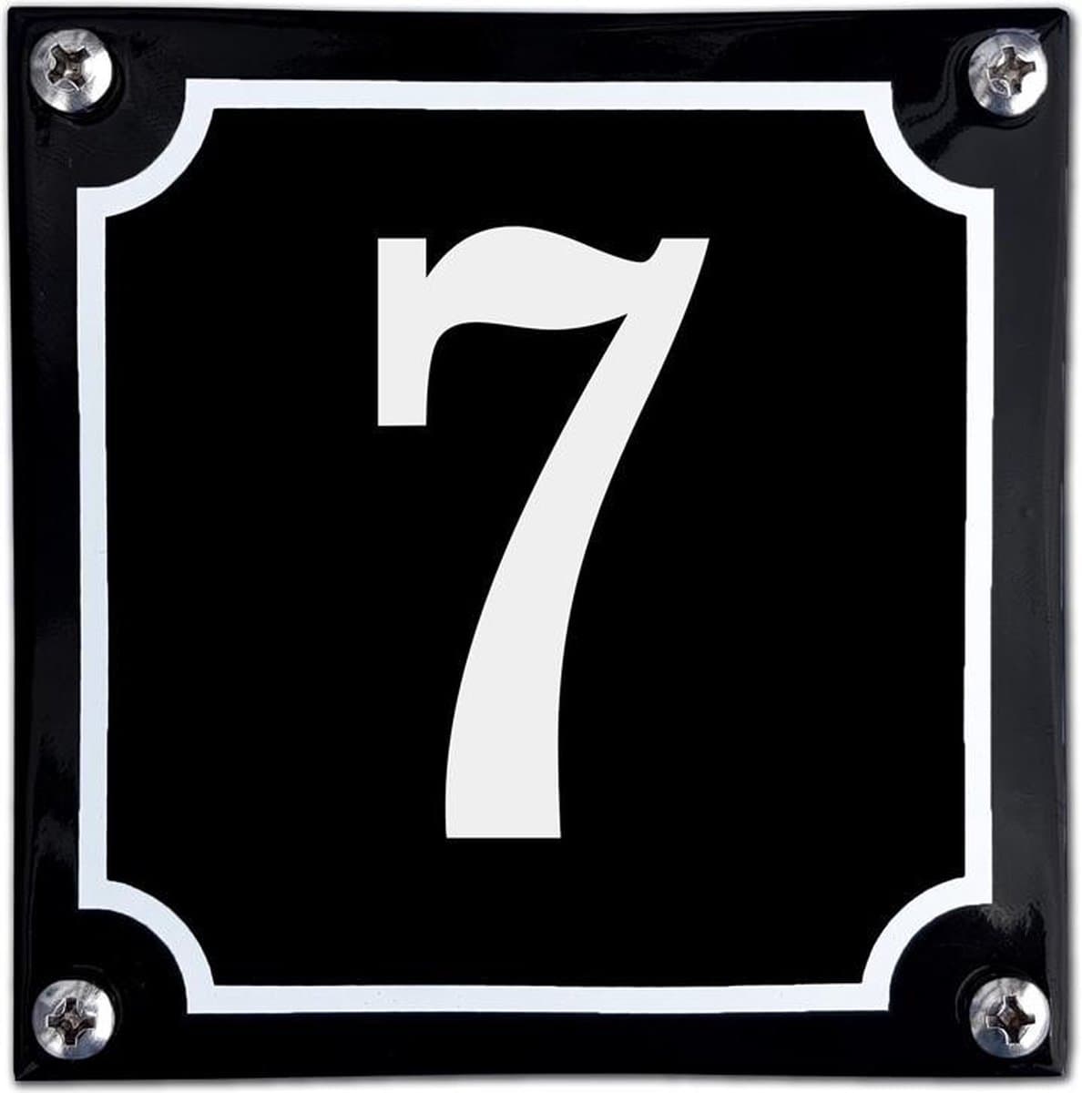 Zwart emaille huisnummer  - 7