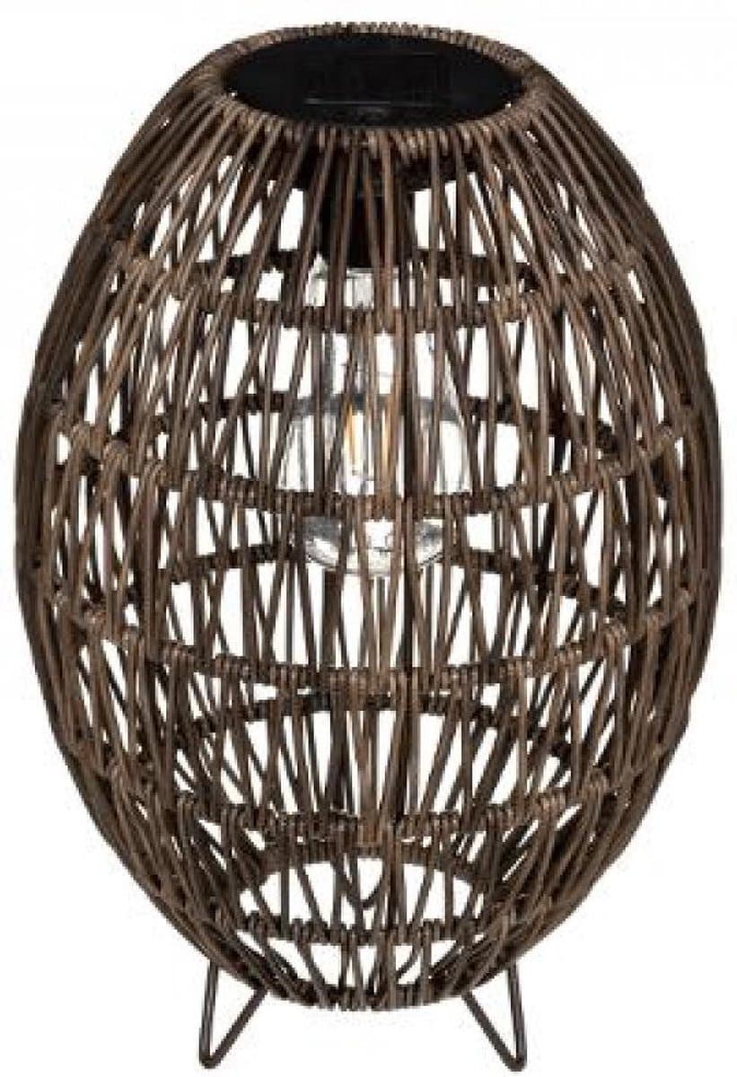 Solar Buiten verlichting - Tafel lamp op zonne-energie - solar lpe -  hoogte 32 cm - beige/bruin