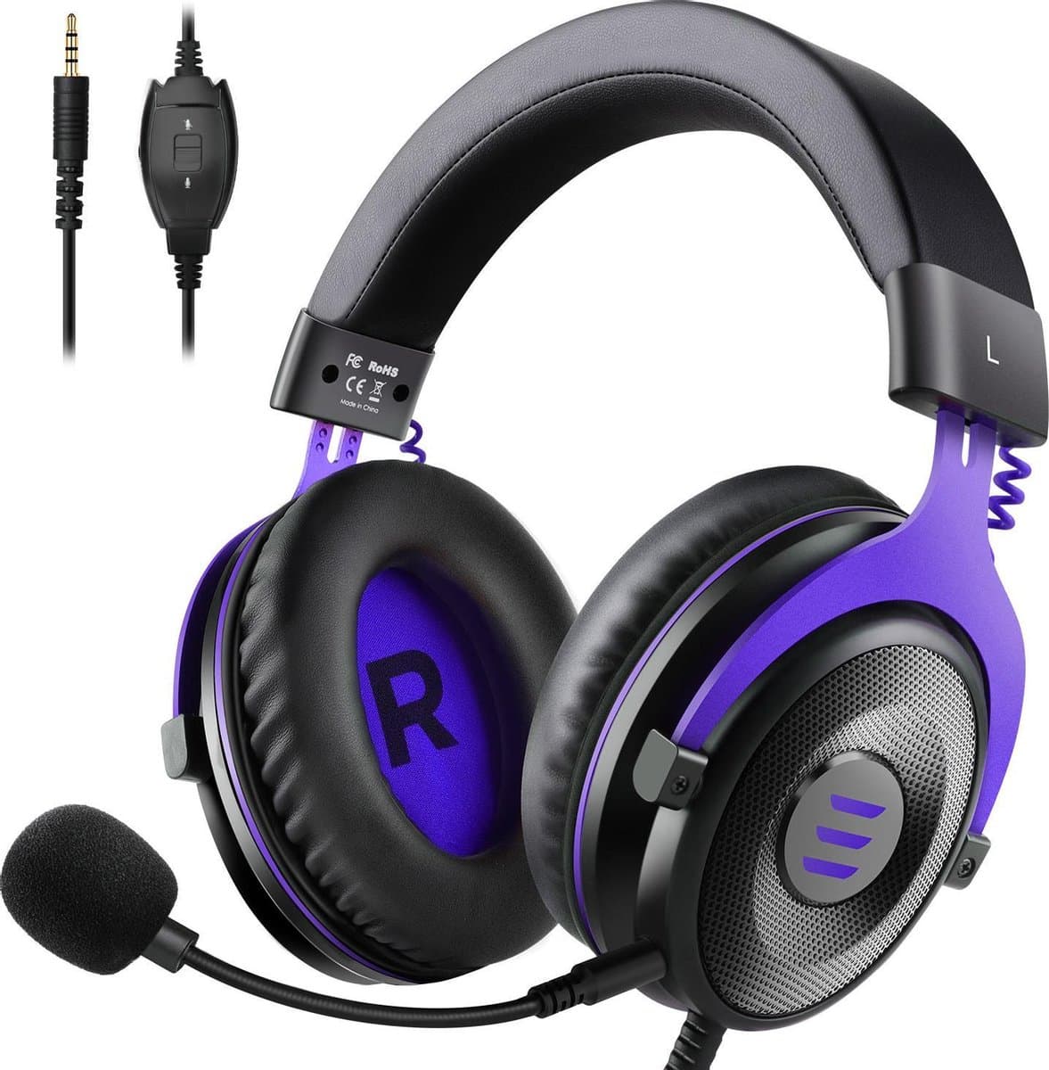 EKSA E900 Gaming Headset Surround Sound met Zachte Oorbeschermers voor PC - PS4/PS5 - Xbox one, S, X - Ruisonderdrukking Microfoon